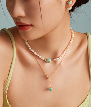 Heliocentric Pearl Opal Neckalce