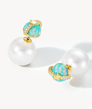 Heliocentric Pearl Opal Earrings