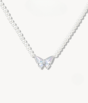 Crystal Butterfly Artificial Pearl Necklace