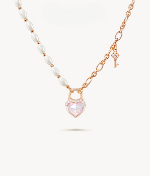 Heart Lock Pearl Necklace