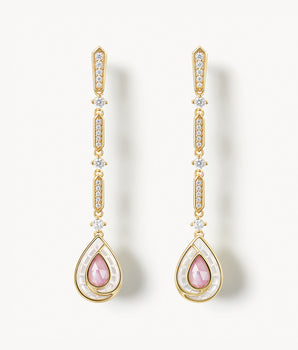 Pink Mother-of-Pearl Chain Earrings